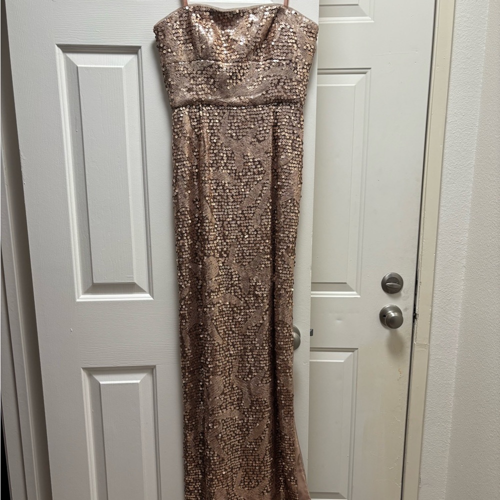 Sequin Snake-Print Evening Gown - Rose Gold